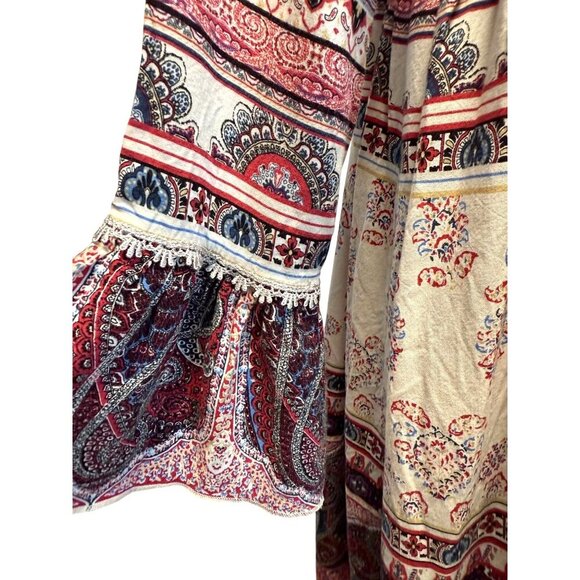 One World Dress Paisley/Floral Print Hi-Low Hem Bell Cuff Boho‎ Romantic Size S - Picture 7 of 16
